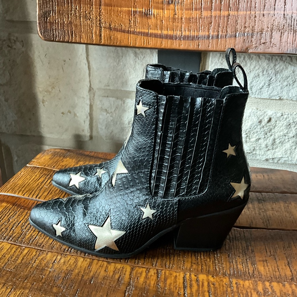 Betsey Johnson Black Ankle Booties with Star Design